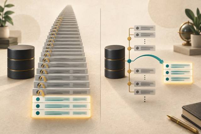 Database rows passing through offset and cursor pagination paths